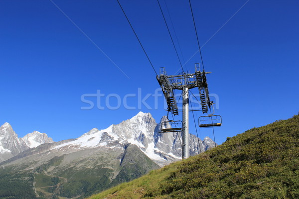 Chair lifts  in front of the Mont-Blanc massif, France Stock photo © Elenarts