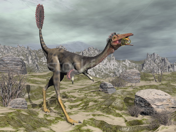 Mononykus dinosaur in the desert - 3D render Stock photo © Elenarts