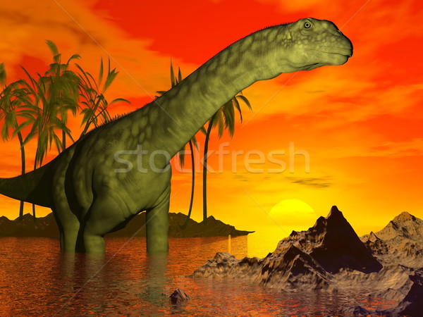 Argentinosaurus dinosaur by sunset - 3D render Stock photo © Elenarts