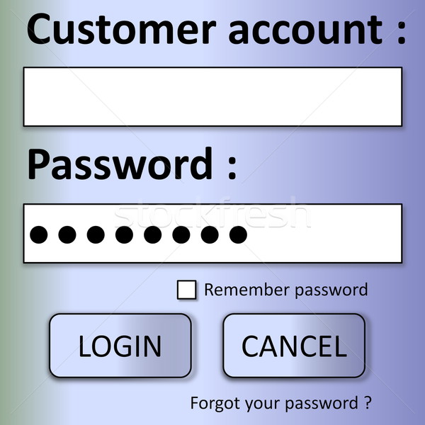 註冊 形式 顧客 密碼 按鈕 簽署 商業照片 © Elenarts