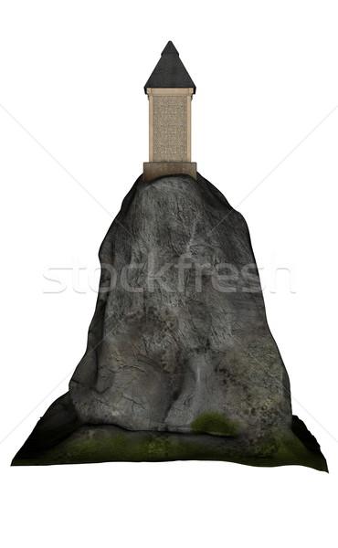 Tower upon a big rock - 3D render Stock photo © Elenarts