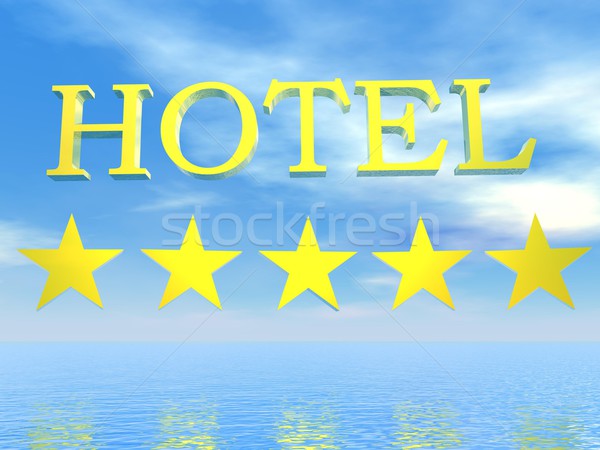 Golden Hotel sign 5 stars - 3D render Stock photo © Elenarts