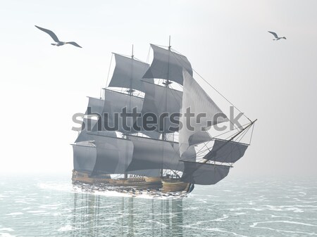 Old merchant ship - 3D render Stock photo © Elenarts