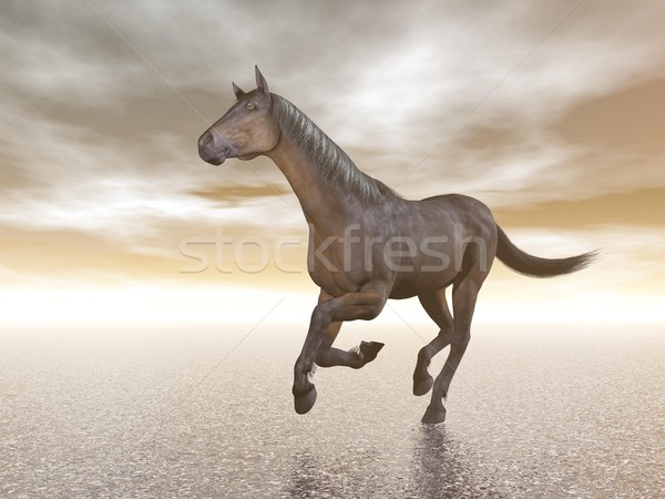 Horse galloping - 3D render Stock photo © Elenarts