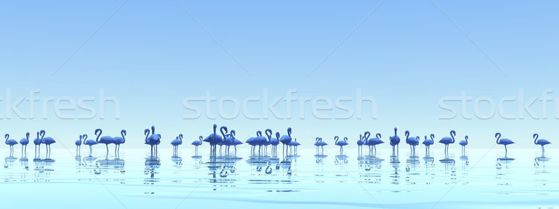 Flock of flamingos - 3D render Stock photo © Elenarts