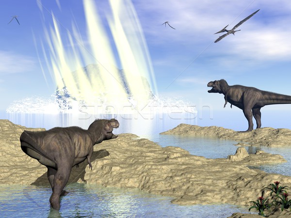 конец Динозавры метеорит Мексика 3d визуализации глядя Сток-фото © Elenarts