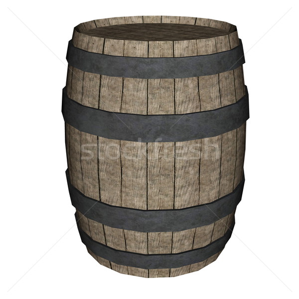 Stock foto: Holz · Barrel · 3d · render · isoliert · weiß · Hintergrund