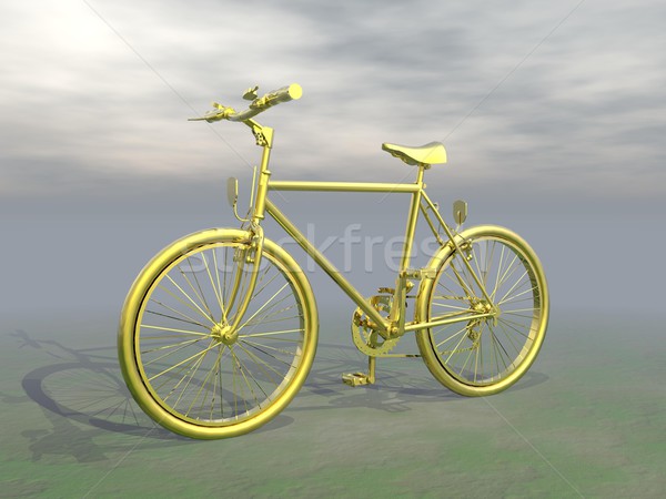 Golden Mountainbike 3d render grau bewölkt Berg Stock foto © Elenarts