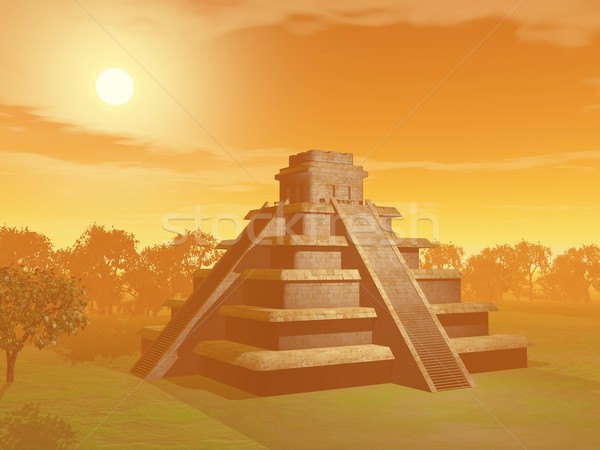 Maya pyramid - 3D render Stock photo © Elenarts