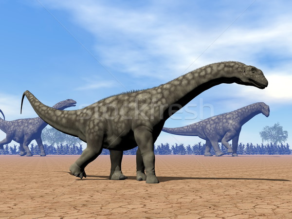 Argentinosaurus dinosaurs walk - 3D render Stock photo © Elenarts