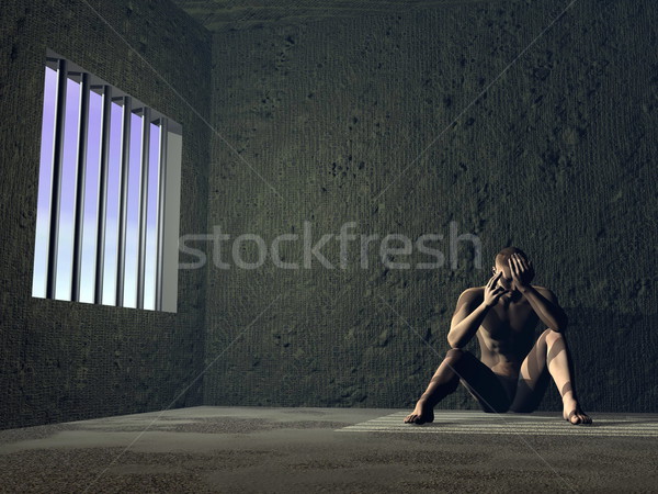 Sad prisoner - 3D render Stock photo © Elenarts