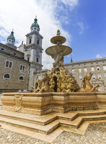 Fountain and cathedral at the Residenzplatz in Salzburg, Austria Stock photo © Elenarts