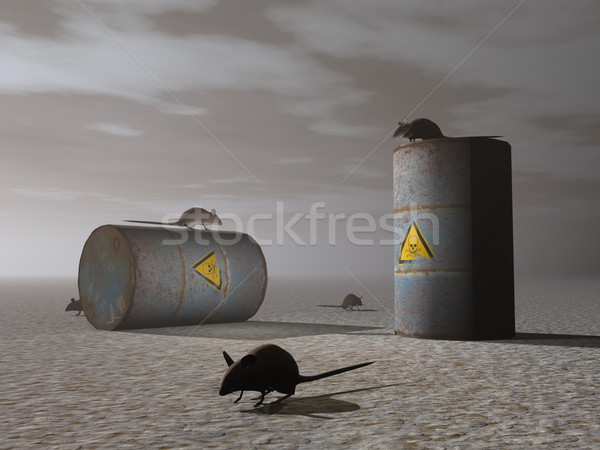 Toxic barrels - 3D render Stock photo © Elenarts