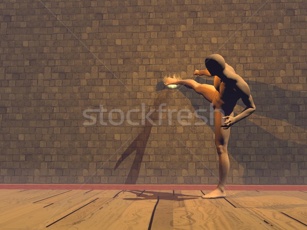 Düh 3d render mérges férfi fal barna Stock fotó © Elenarts