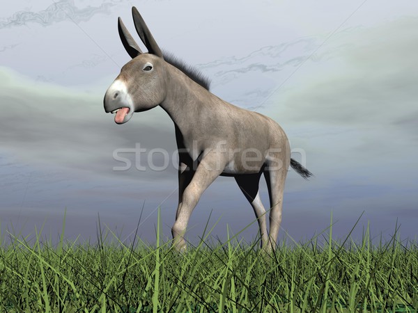 Zangado burro 3d render um cinza caminhada Foto stock © Elenarts