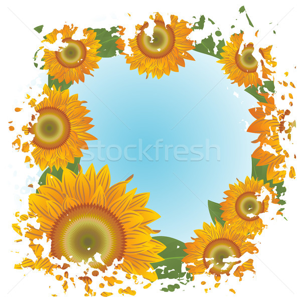 Grunge background with abstract sunflowers Stock photo © ElenaShow
