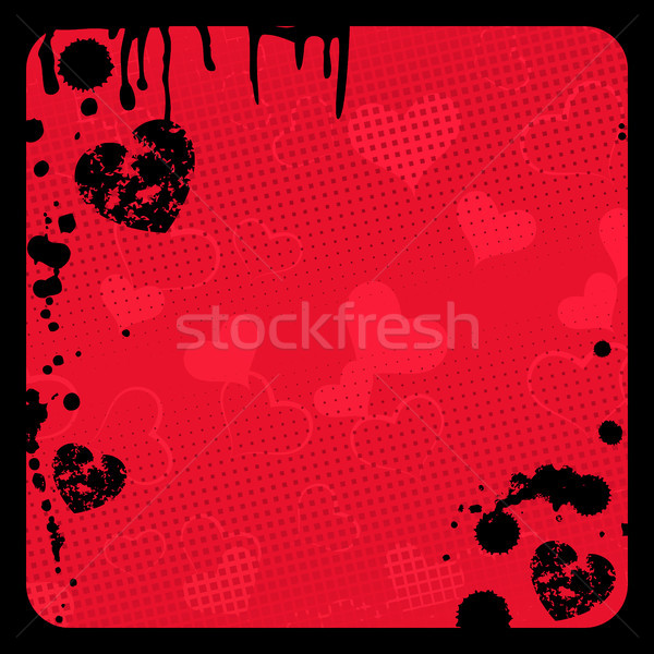 ストックフォト: グランジ · 黒 · フレーム · 抽象的な · 赤 · リング