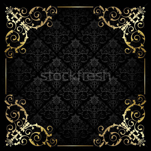 Cadre noir résumé or modèle bannière [[stock_photo]] © ElenaShow