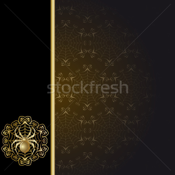 Rahmen Spinne Gold Spinnennetz schwarz Design Stock foto © ElenaShow