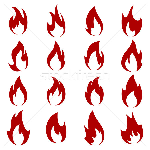 Set fiamma fiamme diverso forme bianco Foto d'archivio © ElenaShow