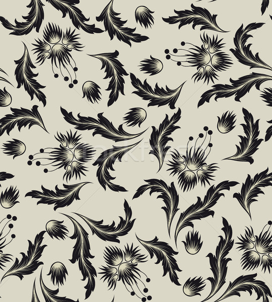 Stock photo:  Black flower seamless pattern