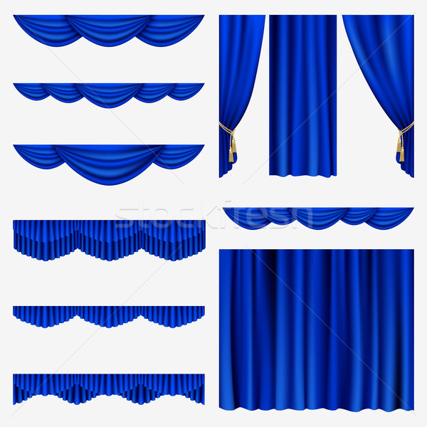 Stock photo: Blue curtains
