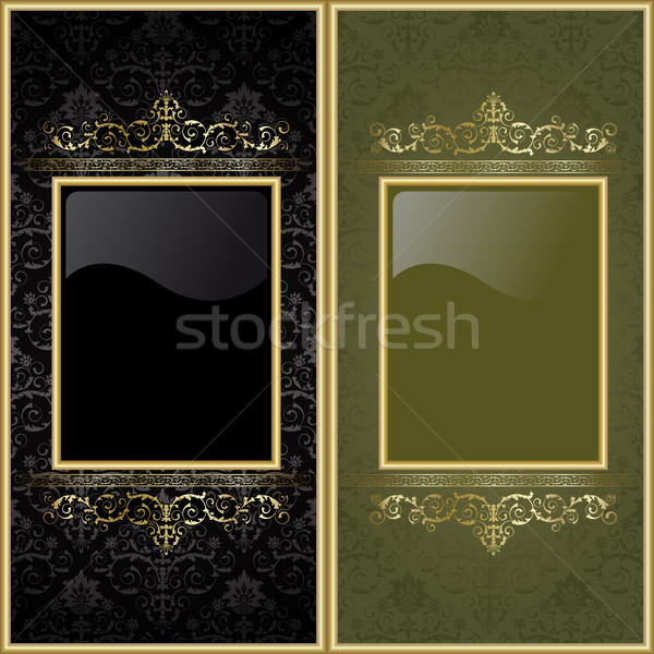 Foto d'archivio: Set · fotogrammi · oro · nero · verde · design