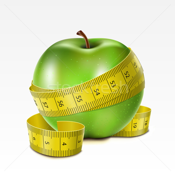 Stock foto: Apfel · Zentimeter · grünen · weiß · Essen · Gesundheit