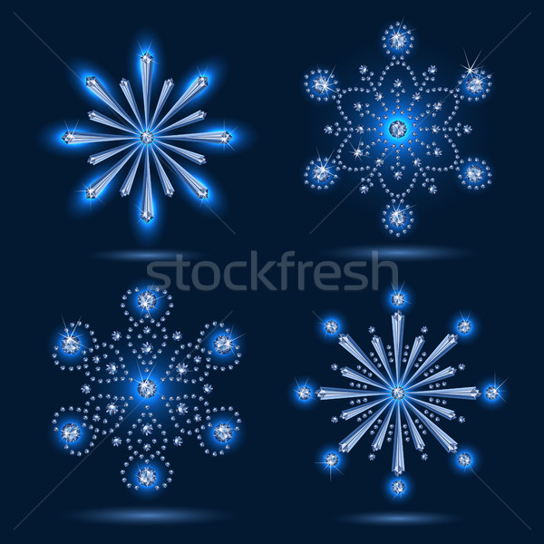 Stockfoto: Ingesteld · vier · sneeuwvlokken · bestand · ontwerp · witte