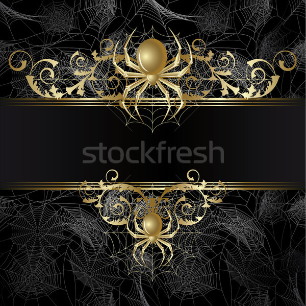 Keret pók arany pókháló fekete terv Stock fotó © ElenaShow