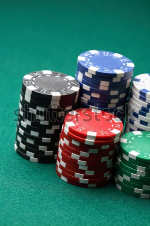 Stockfoto: Poker · chips · groene · oppervlak · gekleurd