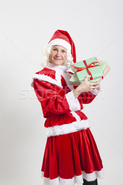 Foto stock: Papá · noel · ayudante · elfo · estudio · retrato · tiro