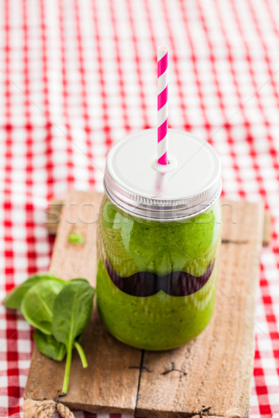 Smoothie vert verre jar fraîches saine alimentaire [[stock_photo]] © ElinaManninen