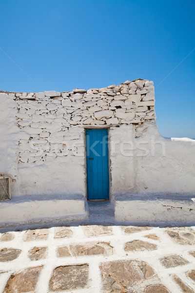 Bleu porte Grèce bois blanche mur [[stock_photo]] © ElinaManninen