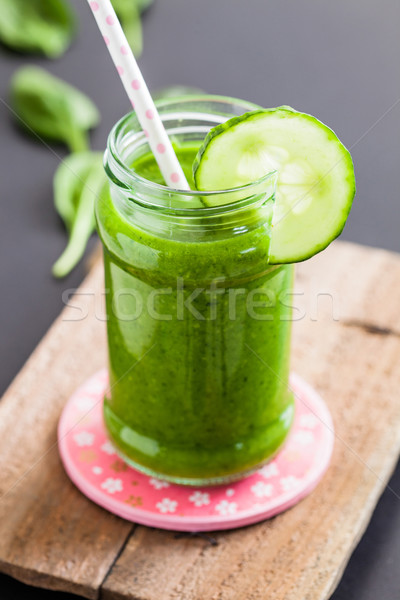 Smoothie vert verre fraîches saine alimentaire fruits [[stock_photo]] © ElinaManninen