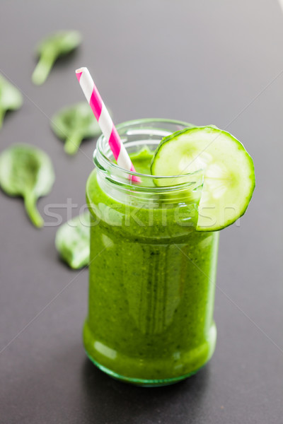 Smoothie vert verre fraîches saine alimentaire fruits [[stock_photo]] © ElinaManninen