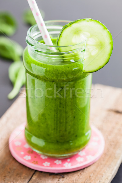 Smoothie vert verre fraîches saine alimentaire fruits [[stock_photo]] © ElinaManninen