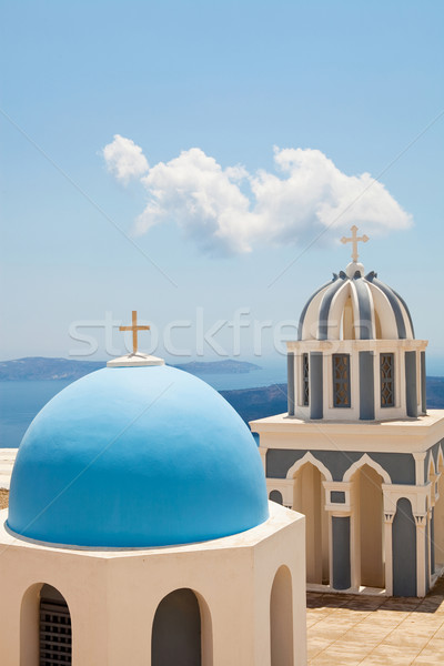 Old church domes in Santorini Stock photo © ElinaManninen