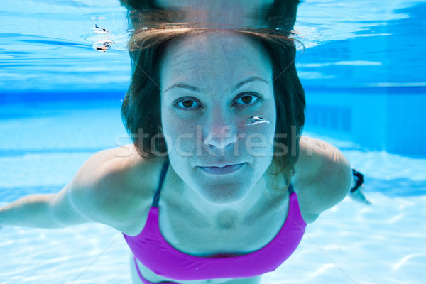 Woman underwater in pool Stock photo © ElinaManninen