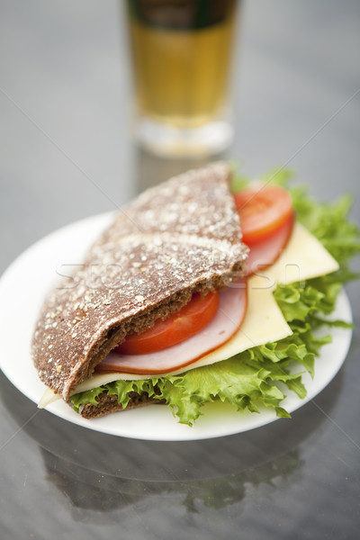 Stock fotó: Sonka · sajt · paradicsom · szendvics · közelkép · rozs