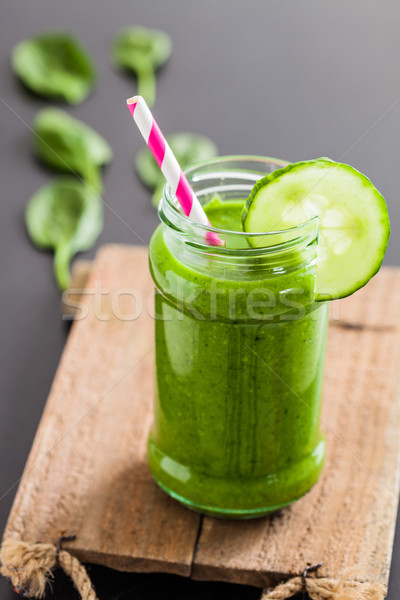 Smoothie vert verre fraîches saine alimentaire fruits [[stock_photo]] © ElinaManninen