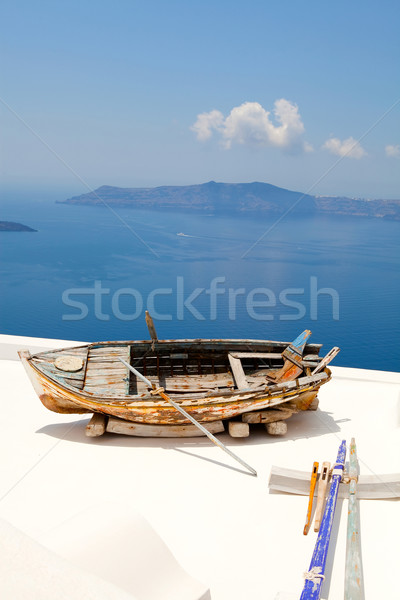 Vieux aviron bateau santorin Grèce bois [[stock_photo]] © ElinaManninen