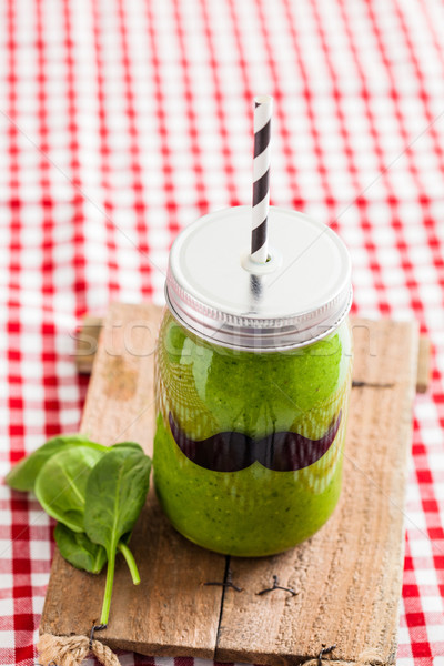 Smoothie vert verre jar fraîches saine alimentaire [[stock_photo]] © ElinaManninen