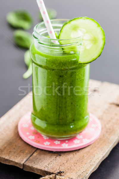 Smoothie vert verre fraîches saine alimentaire fruits [[stock_photo]] © ElinaManninen