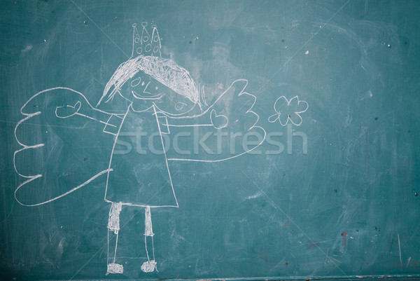 Desenho anjo princesa quadro-negro criança imagem Foto stock © ElinaManninen