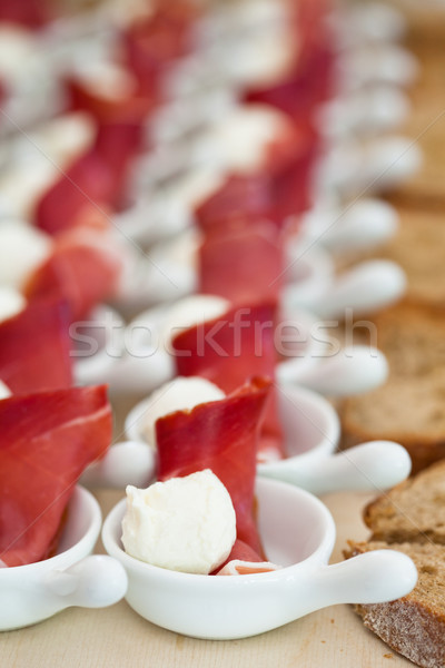 Stock foto: Prosciutto · Mozzarella · Vorspeisen · Schinken · Ball