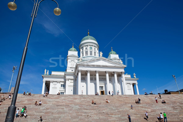 Kirche Helsinki Finnland blauer Himmel Gebäude blau Stock foto © ElinaManninen