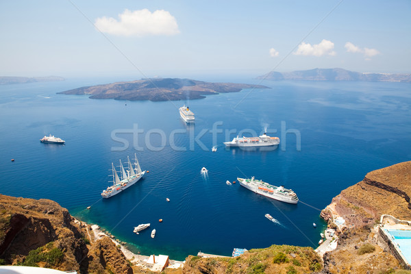 Cruise ships in Santorini, Greece Stock photo © ElinaManninen