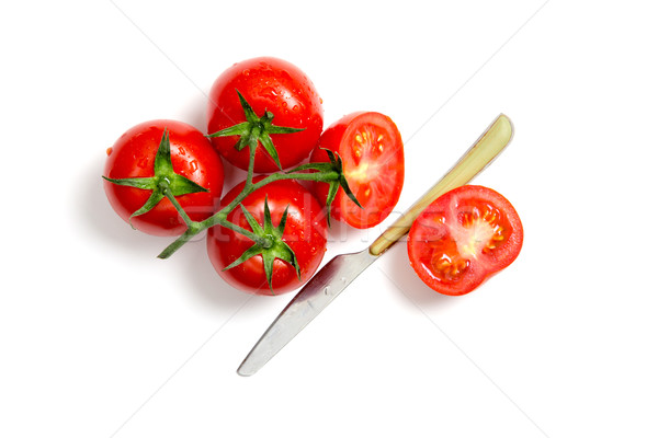 Stok fotoğraf: üst · görmek · taze · domates · bıçak