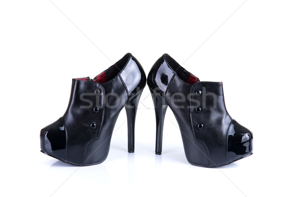 Siyah zarif yüksek topuklu ayakkabı yalıtılmış beyaz Stok fotoğraf © Elisanth